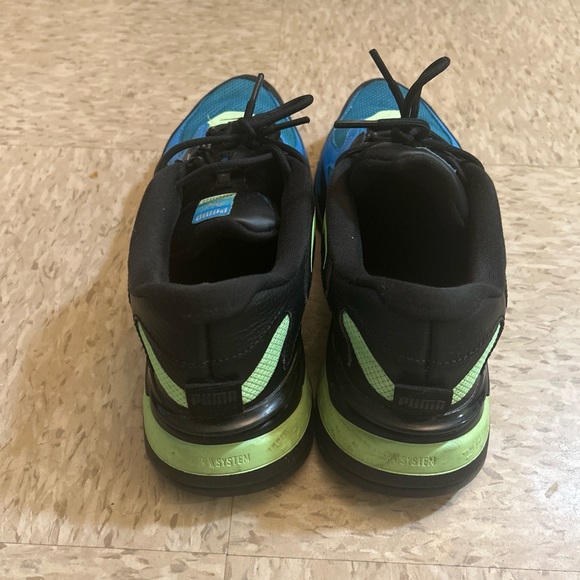 PUMA RS SYSTEM Blue Green Black Mesh Low Top Men\'s Running Sneakers